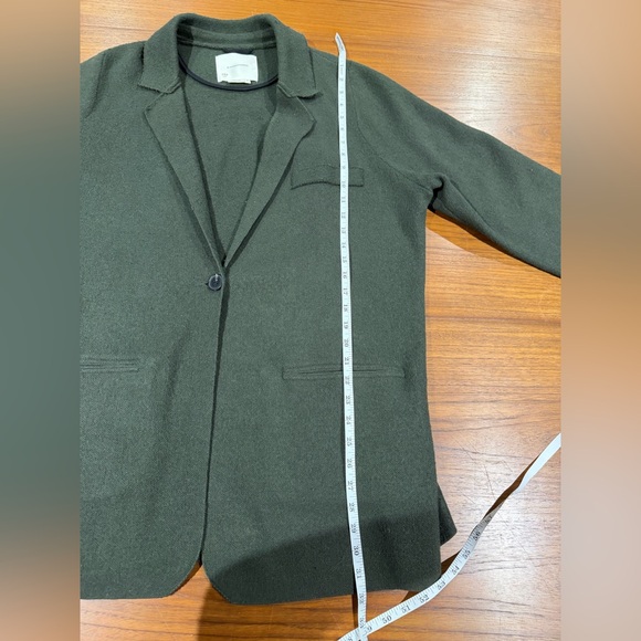 By Anthropologie Dark Olive Green Cotton Wool Blend Blazer Sweater Jacket Sz 1X - Picture 8 of 8